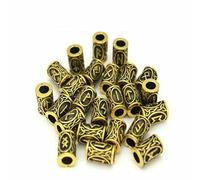 24 pezzi/set perline runiche vichinghe tubo di metallo distanziatore per capelli treccia barba dreadlock perline coltello ciondolo per la creazione di gioielli fai da te - oro antico - 8,5x13,0 mm f