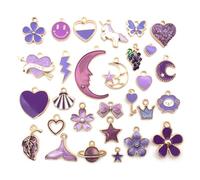 24 Pezzi Smalto Luna Star Orecchino Pendente di Fascino Ciondoli Smaltati Assortiti Ciondolo Placcato Oro Celeste Fascino Orecchino FAI da Tte Collana Braccialetto Creazione Gioielli e Artigianato