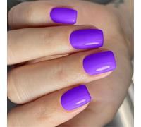 24 Pezzi Solido Colore False Unghie Finte Riutilizzabili Unghie Artificiali Lucide Pieno Incollare Su Chiodi Breve Pressa Quadrata Su Unghie