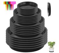 24 Pezzi Sottovasi Rotondi, 12/16/18/20 cm Sottovasi Plastica Rotondi Adatto, Plastica Sottovasi Piante mit 24 Pezzi Etichette per Piante, Sottobicchieri per Vasi da Fiori per Interno ed Esterno