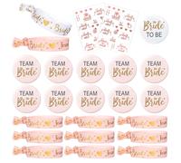 24 Pezzi Spille Addio al Nubilato Kit Sposa Addio al Nubilato Gadget Addio al Nubilato Sposa Team Bride Kit Addio al Nubilato Sposa e Amiche Team Bride Gadget Braccialetti Addio al Nubilato Tatuaggi