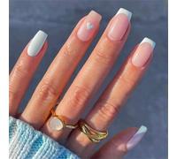 24 pezzi Square Cats Eye French Press sulle unghie con design unico a forma di cuore per il tempo libero o per gli artisti delle feste