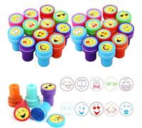 24 Pezzi Timbri bambinii,Set di timbri Multicolori,Emoticon timbrini Emoji timbri per Bambini bomboniera Pensiero ricordino regalino Ringraziamento Dopo Festa Compleanno Bambini