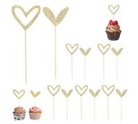 24 Pezzi Toppers cupcake cuore glitter carino Love decorazione per torte di compleanno topper per cupcake a tema amore,matrimoni, fidanzamenti, addio al nubilato, buon compleanno