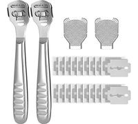 24 Pezzi Totale, 2 Set Calli per Rasoio Include 20 Fette di Ricambio 2 Rasoi a Calice e 2 File di Testine per Piedi Strumenti per Cura del Piede Rasoio Acciaio per Rimozione di Pelle Dura per Piedi