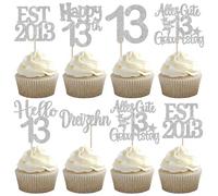 24 pezzi tredici compleanni decorazioni per torte glitter EST 2013 cupcake Toppers Alles Gute zum Geburtstag 12 Cake Deko für Prost auf 13th Jahre Anniversary Party Cake Decorations Dekorationen