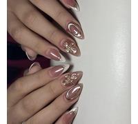 24 pezzi unghie artificiali ovali con rivestimento multistrato, contraffazione sicura certificata per utenti sensibili agli agenti chimici, modifiche rapide, punta francese