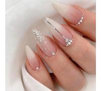 24 pezzi Unghie finte a forma di mandorla di stile minimalista e fresco per l'estate, con 1 set di strumenti per manicure, adatte per ragazze e donne, utilizzabili per feste, balli e uso quotidiano AB