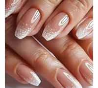 24 Pezzi Unghie Finte Bara French Tip Press on Nails Rosa Ballerina Francese Unghie Finte Riutilizzabili Adesive Copertura Completa Acryl Fake Nails per Ragazze Donna Manicure Fai da Te