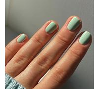 24 Pezzi Unghie Finte Corte Quadrate Adesive Unghie Artificiali Francesi Copertura Completa Press on Nails Colore Puro Nail Art Accessori per Donne e Ragazze Manicure Fai da Te (Verde Chiaro)