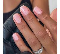 24 Pezzi Unghie Finte Corte Quadrate Adesive Unghie Artificiali Francesi Copertura Completa Press on Nails Colore Puro Nail Art Accessori per Donne e Ragazze Manicure Fai da Te (Rosa Romantico)