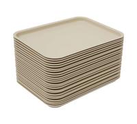 24 Pezzi Vassoi Fast-Food per Mensa, Vassoi di Plastica Antiscivolo Rettangolari per Servizio, Piastre da Servizio per Cucina e Sala da Pranzo 36 * 27 * 2 cm (Cachi)
