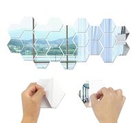 24 Pezzo Honeycomb Wall Mirror Sticker, Wall Mirror Stickers Acrilico Mirror, Wall Sticker Piastrelle Autoadesivo Specchio Per Il Bagno Casa Camera Da Letto Soggiorno Decor(Argento-9.6*8.6cm)