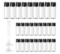 24 Piccola Bottiglie di Vetro Campione, 5ml Fiale di Vetro Trasparente, Essential Oil Sample Glass Bottle Vial con Tappo Nero a Vite in Plastica Contenitore