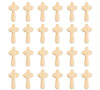 24 piccole croci in legno naturale, 6 cm, portatili, per preghiera, tascabili, ciondoli in legno naturale, ciondoli per bomboniere, collane, gioielli, accessori fai da te e fatti a mano (Burlywood)