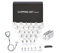 24-Piece Cupping Therapy Set with Suction Cups for Body and Back Pain Relief - Neck Massager Cellulite Massager Cup with Vacuum Pump and Acupressure Magnet - Facial Cupping Set for Face