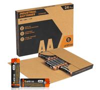24 Pile Alcaline AA / LR6 / Stilo / 1,5V Uniross Industrial per Dispositivi Professionali Mouse Telecomandi Radio Torce e Giocattoli - Box da 24 Batterie