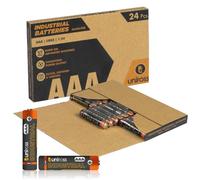 24 Pile Alcaline AAA / LR03 / Ministilo / 1,5V Uniross Industrial per Dispositivi Professionali Mouse Telecomandi Radio Torce e Giocattoli - Box da 24 Batterie