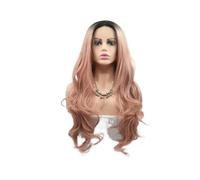 24 pollici Ombe Peach Red Parrucca per donne a riga centrale capelli sintetici ondulati, per l'uso quotidiano a feste e Halloween aggiunge volume ai capelli