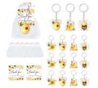 24 portachiavi a forma di ape per bomboniere carino portachiavi grazie per essere qui tag sacchetto di organza fiore vasi di miele api api sfuso ispiratore miele portachiavi per ape compleanno baby
