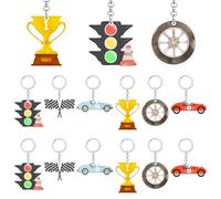 24 portachiavi per auto da corsa bomboniere vintage decorazioni di compleanno in acrilico a scacchi bandiera portachiavi auto da corsa accessori regali per ragazzi due veloci un compleanno baby shower