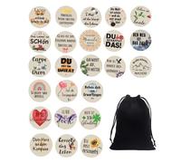 24 portafortuna colorati in legno, 1 sacchetto di velluto, mini souvenir rotondi, citazioni ispiratrici, decorazione da tavolo, accessori personalizzati, regali adatti per familiari e amici.