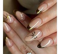 24 Premere Unghie Gue Mandorle Disegni Falsi Francesi Falsi Regali Artificiali Per Donne Ragazze Bara Bara Mandorle Punta Francese Unghie