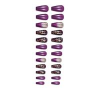 24 Premere Unghie Long Coffin Stick On Nails Lilttering Gradients Artificial Leopards False For Woman