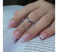 24 Premere Unghie Pinks White Copri Full Covers False Nails Long Square Artificiale Per Donne E Ragazze