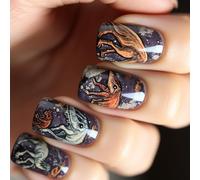 24 Press On Nails Acrilico Falso Incantevole Impacchi Dinosauri Per Le Celebrazioni Festivi Per Le Feste Indipendenza