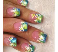 24 Pressa Quadrata Unghie Disegni Lucidi Francese Finte Acriliche False Colle Artificiali Donne Colle Acriliche In Unghie Per Donne Cuscine