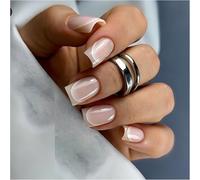 24 Punta Francese Premere Unghie Corta Quadrata Falsa Coperte Complete Artificiali Acrilico Premere Unghie