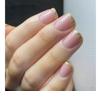 24 Punta Francese Scintillante Premere Unghie Short Square Falso Acrilico Glossy Copertini Completi Accendi