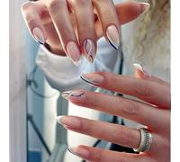 24 Pz Autunno Inverno Stick On Unghie Coperture Piene Unghie Finte A Forma di Mandorla Premere Su Unghie Manicure