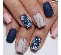 24 pz Autunno Inverno Unghie Finte Piazza Coperture Piene Stick On Petali Premere Su Manicure Forniture