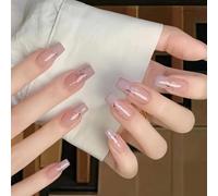 24 Pz Ballerine Lunghe Unghie Finte Farfalla Premere Unghie Acriliche Unghie Francese Punta Stick On Unghie Manicure