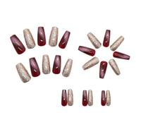 24 pz Ballerine Press On Unghie Occhio di Gatto Coperture Piene Stick On Unghie Eleganti Artificiali Scintillanti Falso Per Donna
