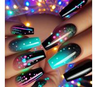 24 Pz Ballerine Unghie Finte Colorate Gradienti Artificiali Incollare Sulla Stampa Lucida Per Donna