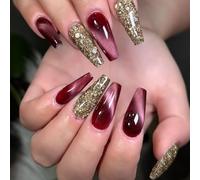 24 Pz Balletto Press Su Unghie Glitter Polvere Disegni Alta Lucida Unghie Artificiali Per Le Donne Chiodi Spiegazioni