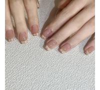 24 pz Bastone Lucido Su Unghie Plaids French Completamente Coperto Unghie Finte Ballerine Brevi Premere Su Chiodi Acrilici