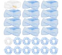 24 pz bomboniere pigiama party per sposa damigella d'onore Bulk-12 Facial SPA fascia 12 elastici per capelli in raso blu bianco proposta di addio al nubilato bomboniere addio al nubilato regali di