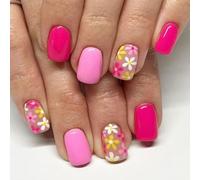 24 Pz Breve Pressa Sulle Unghie Con Motivi Floreali Copertura Completa Alta Lucida Fippe Unghie Finte Per Facile Applicazione Premere Chiodo