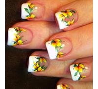 24 Pz Chiodi Acrilici Brevi Piazze Fiori Copertine Incollare Su Chiodi Francesi Premendo Su Unghie Lucide Finte Unghie