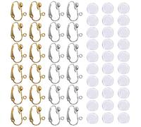 24 Pz Convertitore Orecchino Clip-on & 30 cuscinetti per orecchini in silicone SENHAI 12 Coppie Argento & Placcato Oro Fai da te orecchino fabbricazione di gioielli, Silicone, Silicone, senza pietra