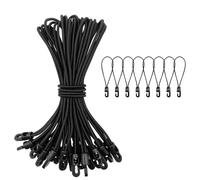 24 Pz Corda Elastica con Gancio, 25 cm Corde Elastiche con Gancio, Tenditori in Gomma per Teloni con Ganci, Tenditore in Gomma per Tende da Campeggio Telone Telo Piscina Trampolino Fissaggio, Nero