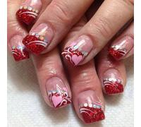 24 pz. Corti Quadrati per in Acrilico con Disegni a Forma Cuore d'Amore Stick on Manicure Art per Donna Unghie Artistiche da Donna