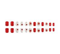 24 pz Cuore Polker Dots Full Covers Unghie Finte Unghie Acriliche San Valentino Press On Nails Breve Piazza Stick On Nails