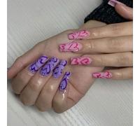 24 pz Cuore Stick On Nails San Valentino Full Covers Unghie Finte Lungo bara Acrilico Unghie Premere Su Unghie Per Le Donne