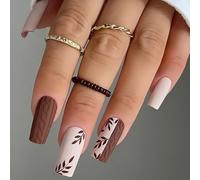 24 Pz. Eleganti coperture complete per incollare chiodi, Press on media, bara false semplici foglie artificiali