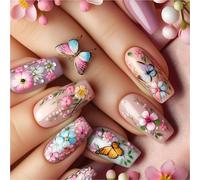 24 pz Farfalla Stick Su Unghie Lucido Falso Ballerine Su Fiori Acrilico Artificiale Premere